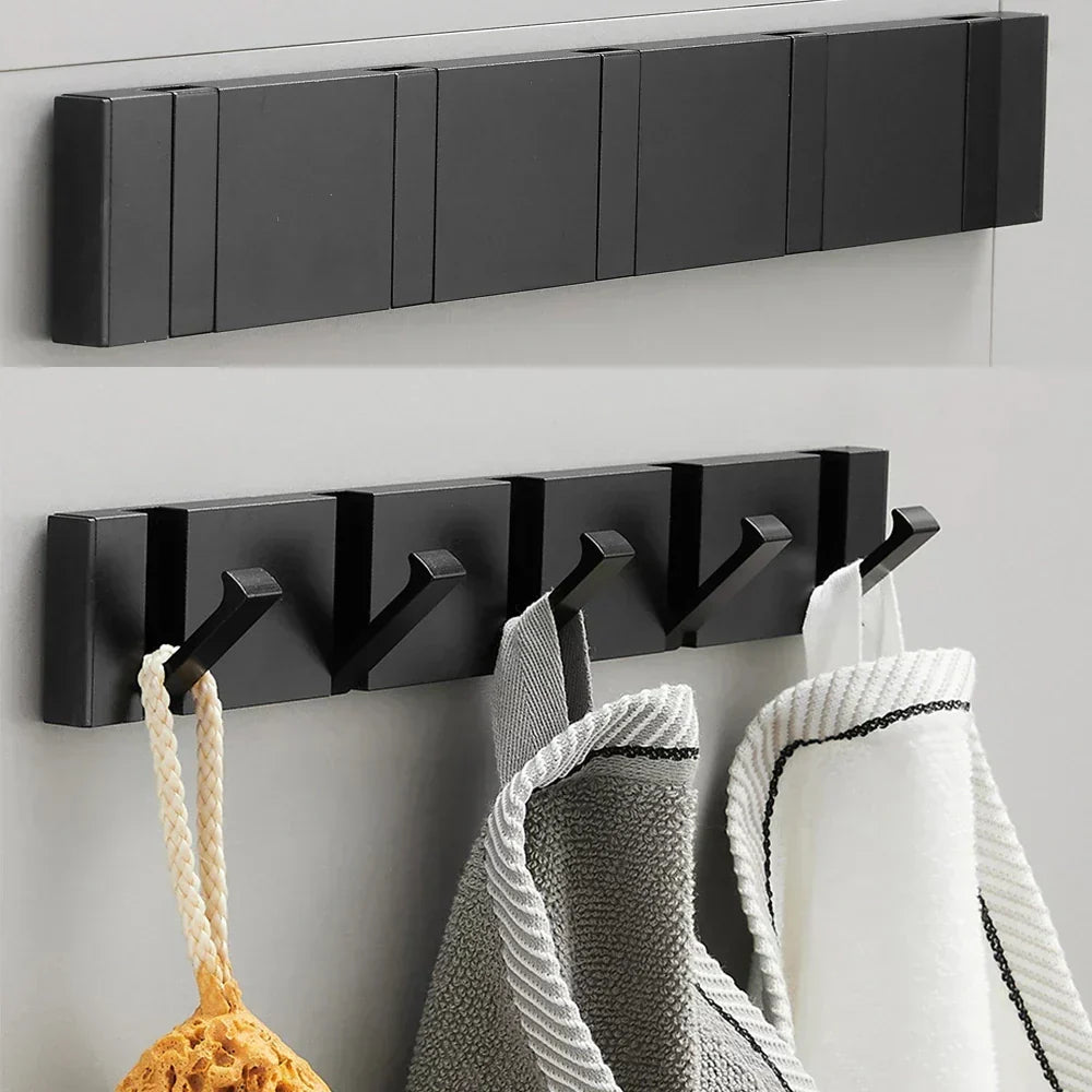 Kolvex Wall Mounted Coat Rack – Black Aluminum Bathroom Towel Hook Entryway Bedroom Organizer