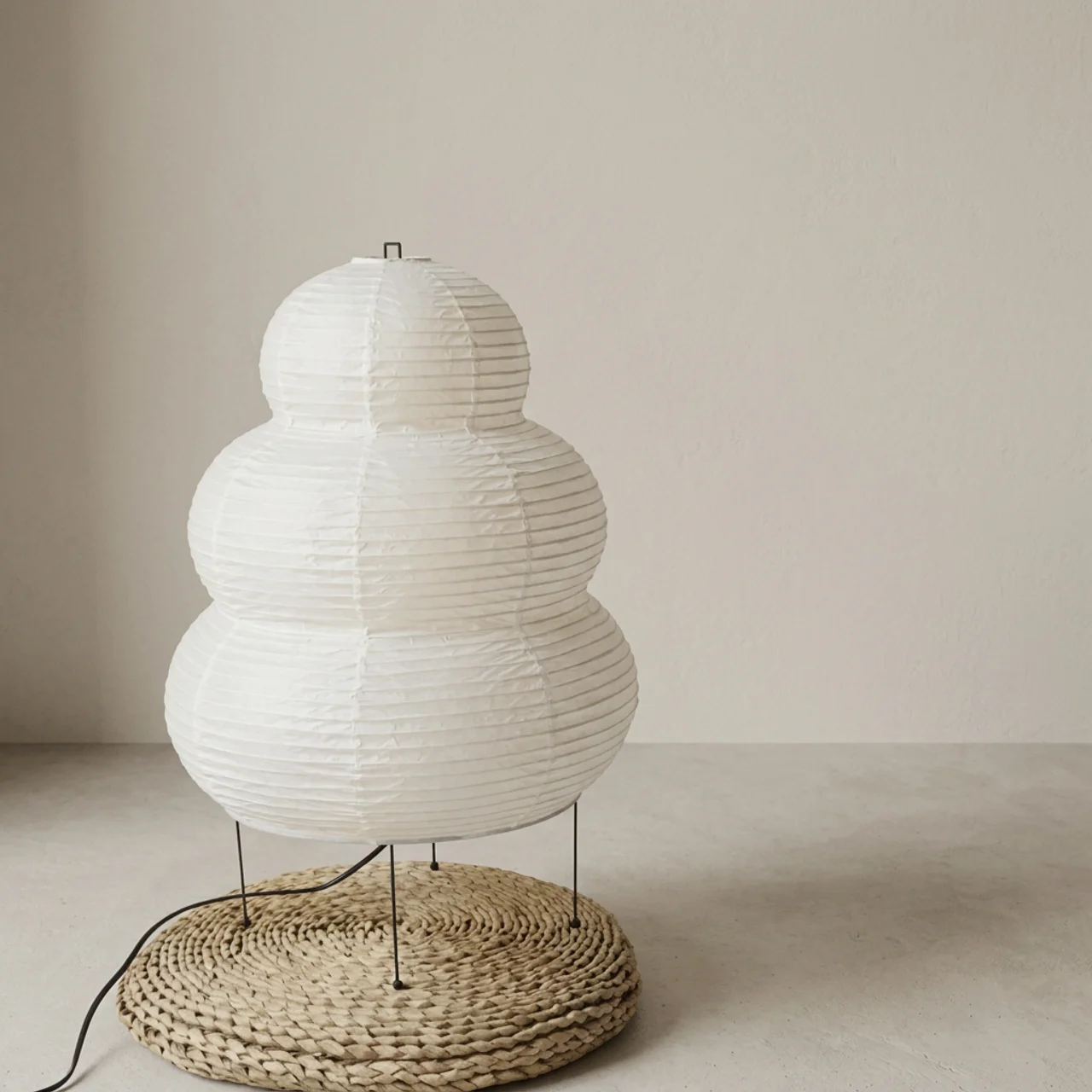 Kokoro Tiered Floor Lamp – Paper Lantern Living Room Bedroom Decorative Lighting Tripod Base