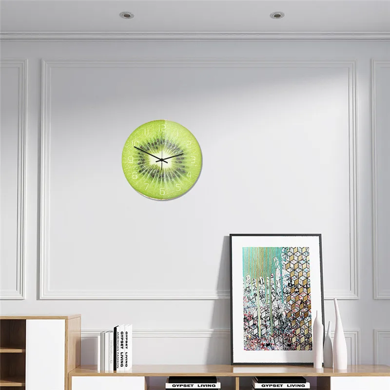 Citro Slice Wall Clock – Round Decorative Lime Fruit Kitchen Living Room Bedroom Home Decor