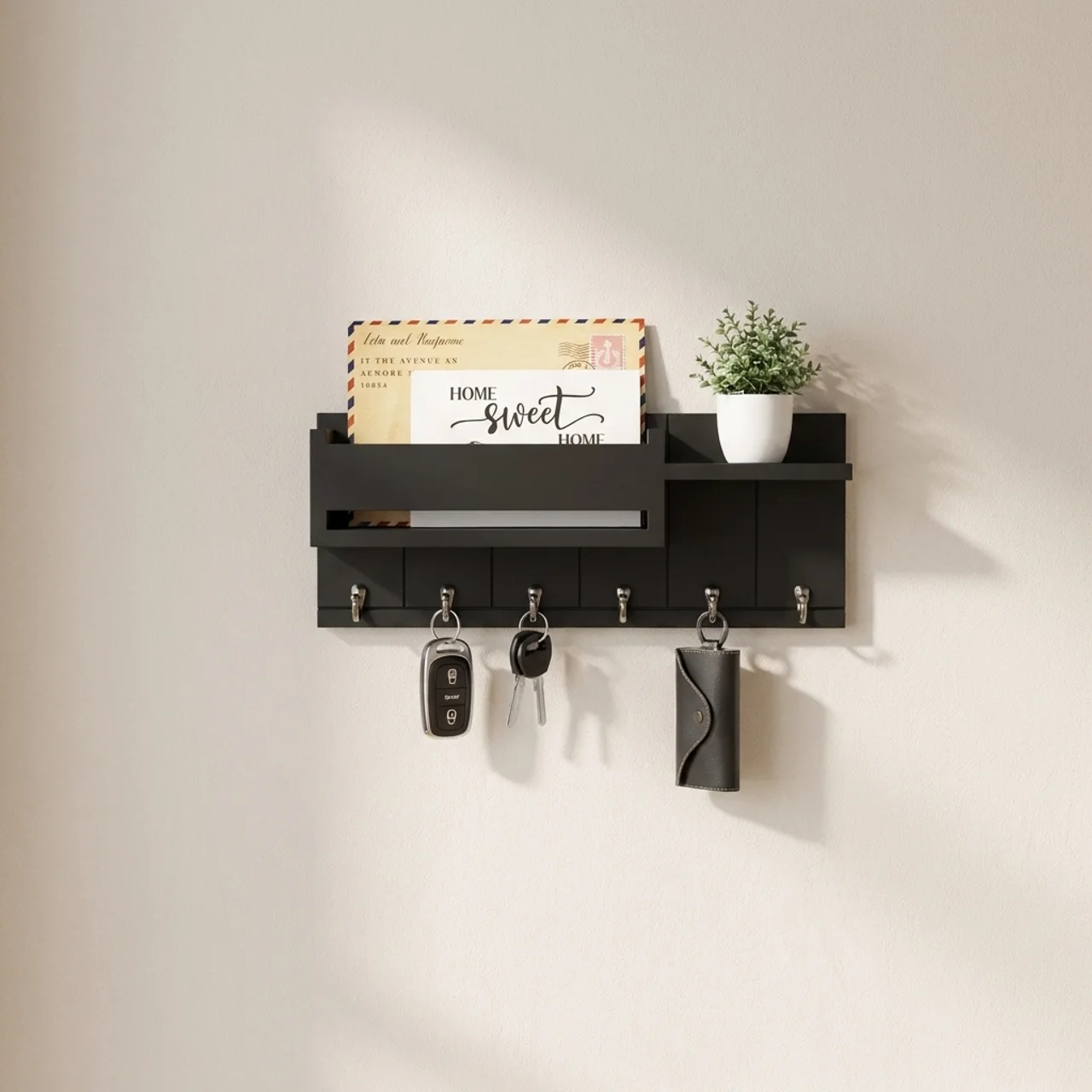 Caldwell Mail Organizer – Wall Mounted Key Holder Mail Slot Entryway Decor Hooks Storage Rack