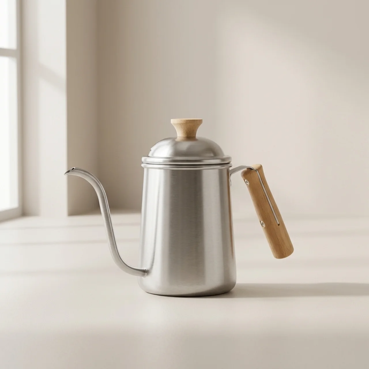 Beldin Gooseneck Kettle – Stainless Steel Pour Over Coffee Kettle Wood Handle Stovetop