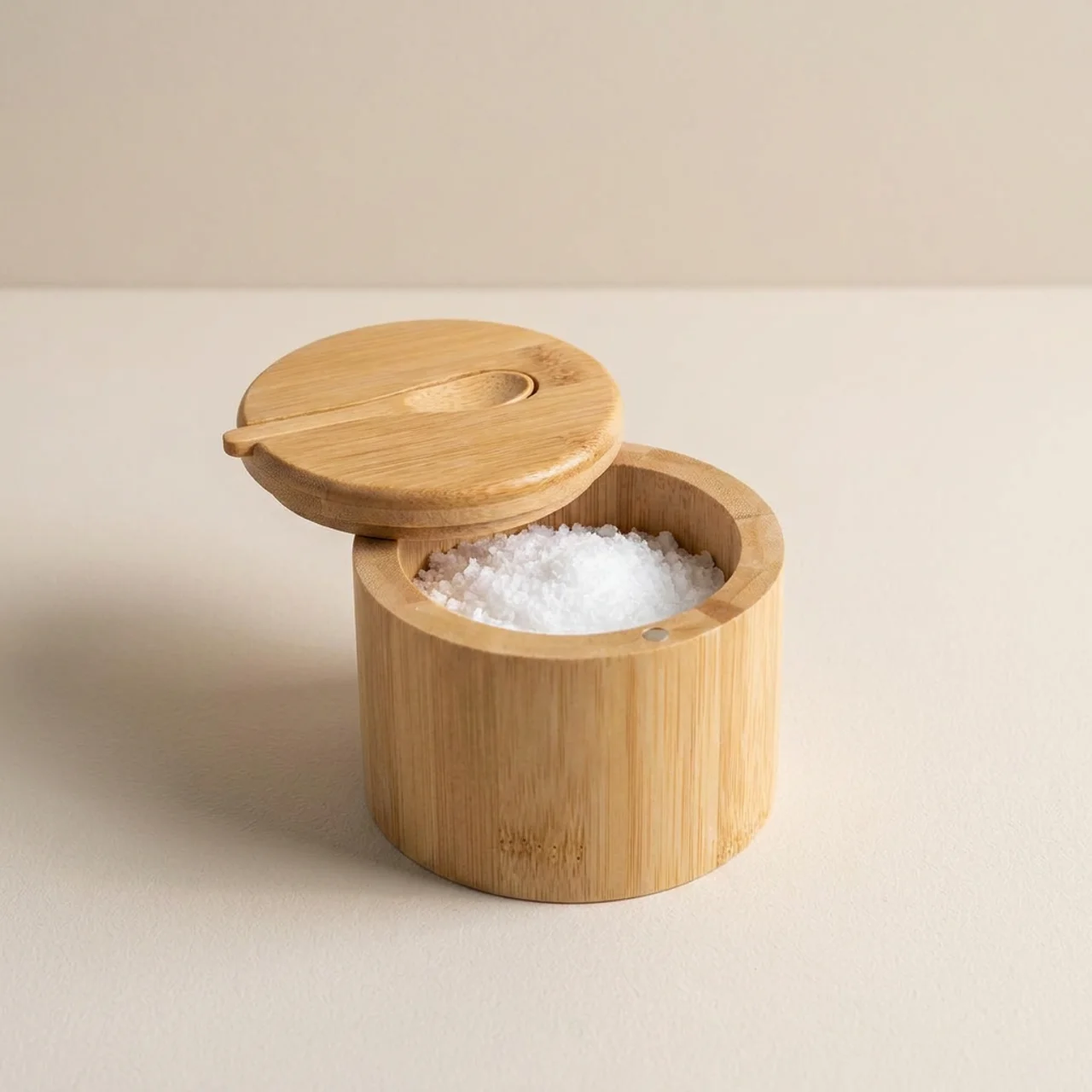 Ridlen Bamboo Storage Jar – Natural Bamboo Spice Container Magnetic Swivel Lid Kitchen Organizer