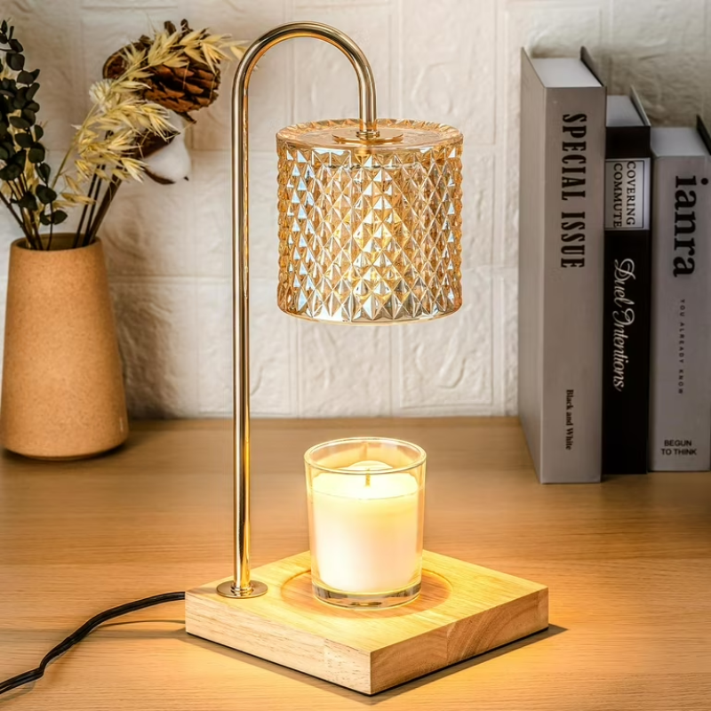 Prismera Table Lamp – Crystal Glass Candle Warmer LED Flameless Decorative Lighting Bedroom Living Room