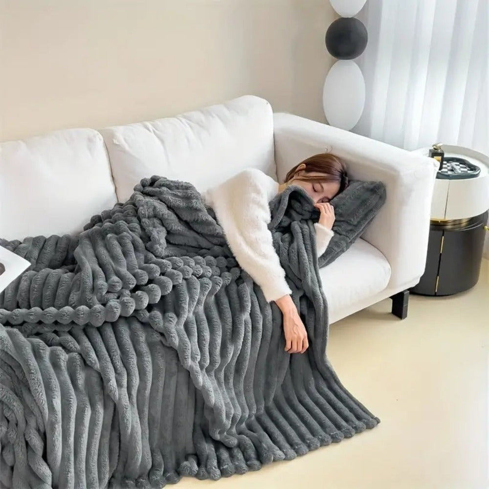 Knotara Chunky Knit Throw Blanket – Soft Plush Cozy Luxury Grey Fleece Sofa Bed Living Room Decor