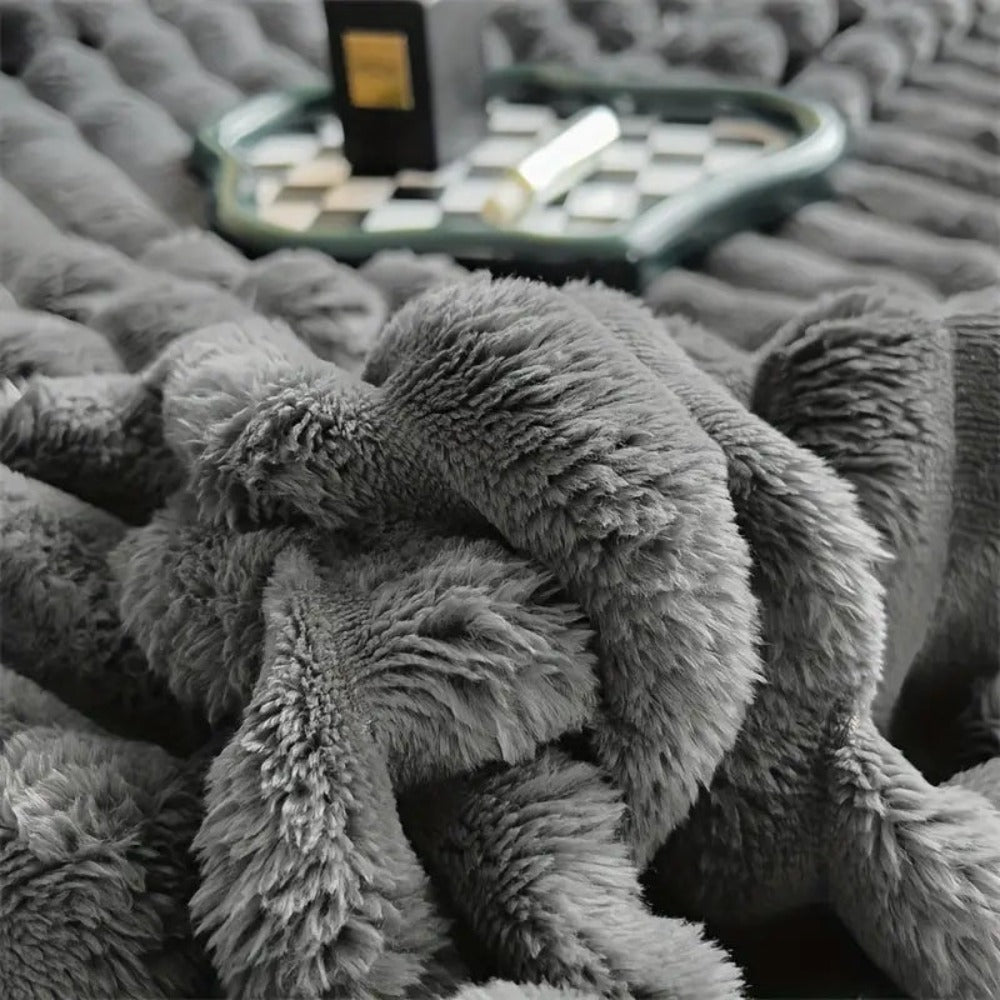 Knotara Chunky Knit Throw Blanket – Soft Plush Cozy Luxury Grey Fleece Sofa Bed Living Room Decor