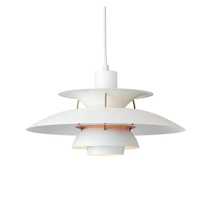 Stratova Tier Pendant Light – Modern White Metal Layered Ceiling Dining Room Kitchen Island Chandelier