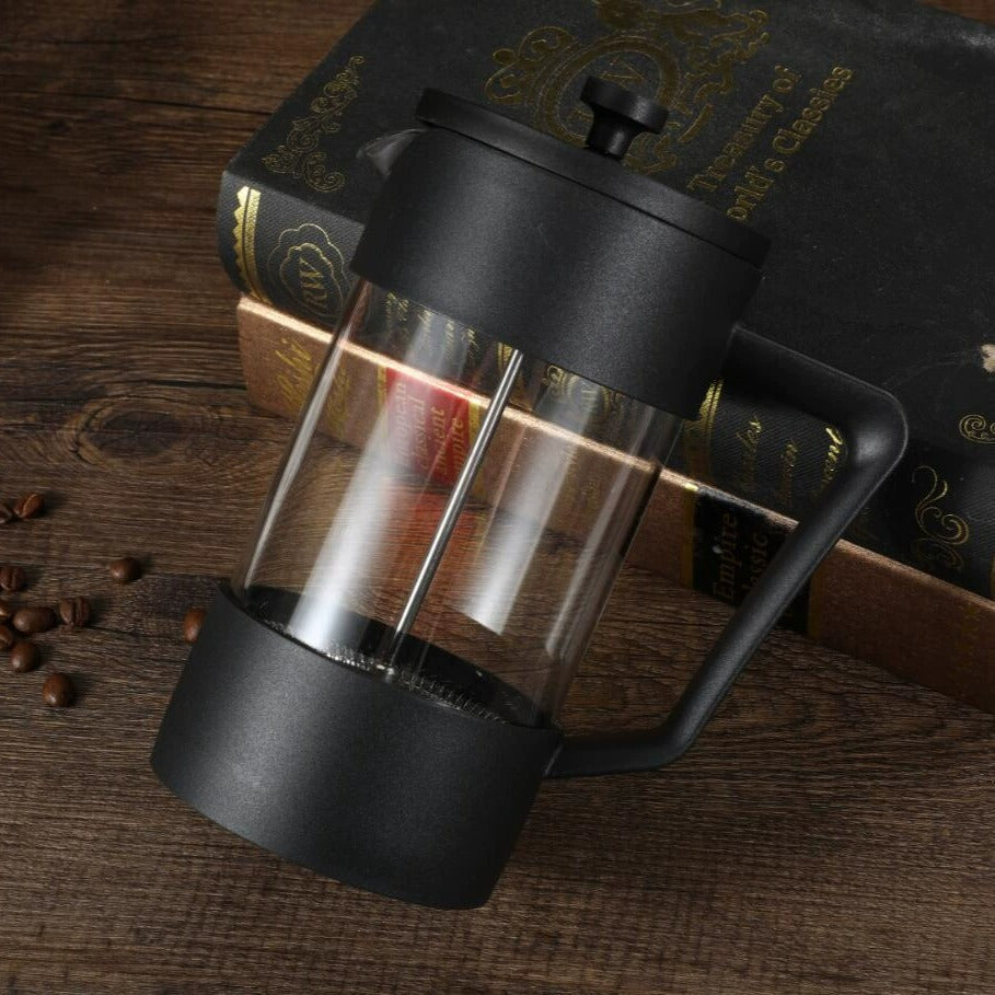 Brewton Press Coffee Maker – French Press Heat Resistant Glass Black Matte Kitchen Coffee Brewer