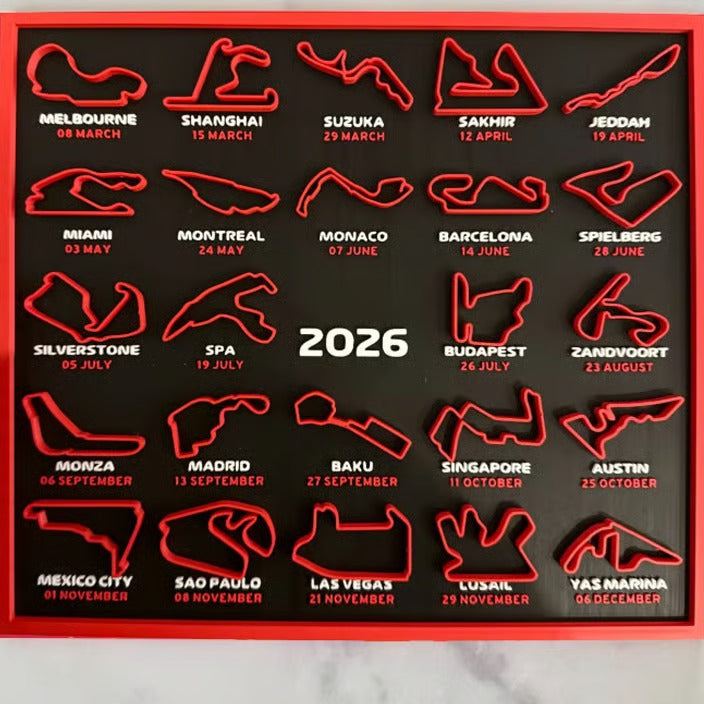 Circuito Racing Wall Art – 2026 F1 Calendar 3D Printed Circuit Track Display Decorative Lighting