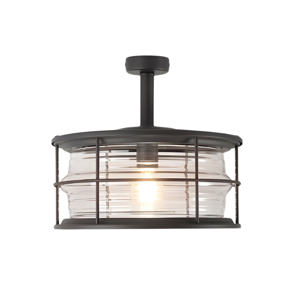 Coastal Cage Semi Flush Ceiling Light – Waterproof LED Outdoor Porch Patio Fixture