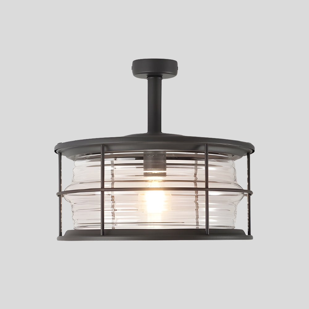 Coastal Cage Semi Flush Ceiling Light – Waterproof LED Outdoor Porch Patio Fixture