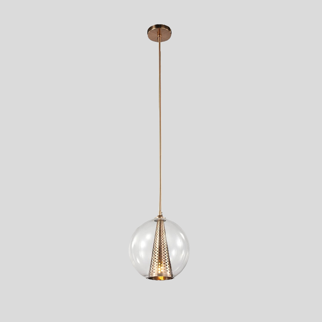 Orvella Glass Pendant Light – Modern Minimalist Clear Globe Bedroom Reading Hanging Ceiling Lighting