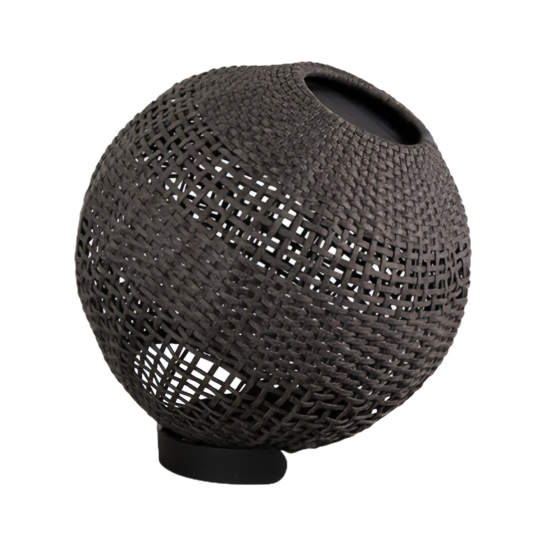 Ravello Woven Floor Lamp – Outdoor Rattan LED Sphere Patio Garden Ambient Lighting