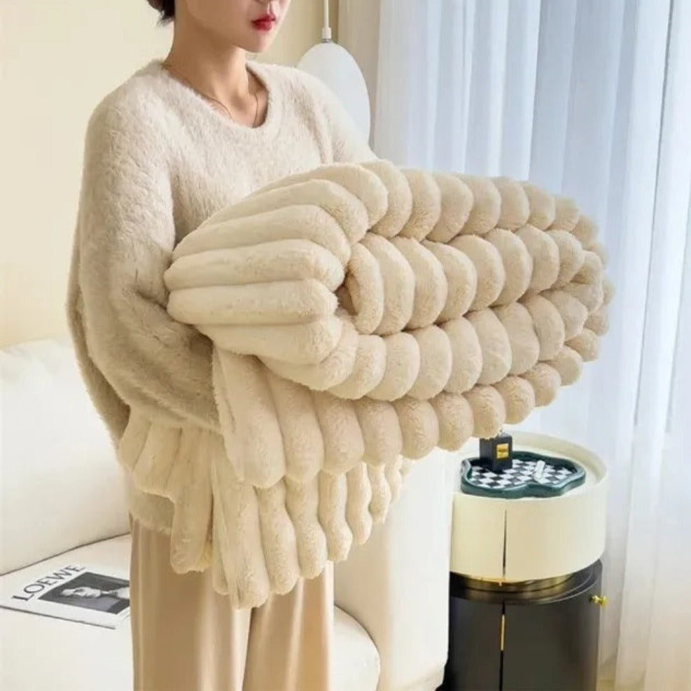 Knotara Chunky Knit Throw Blanket – Soft Plush Cozy Luxury Grey Fleece Sofa Bed Living Room Decor