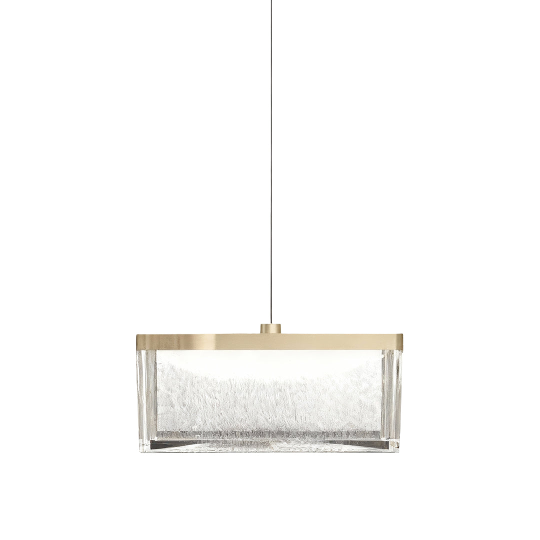 Cascade Seeded Glass Pendant Light – Brass Rectangle Kitchen Island Dining Room Hanging Fixture