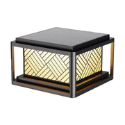Herringbone Frosted Glass Solar Post Cap Lights – Waterproof LED Outdoor Pillar Lamps
