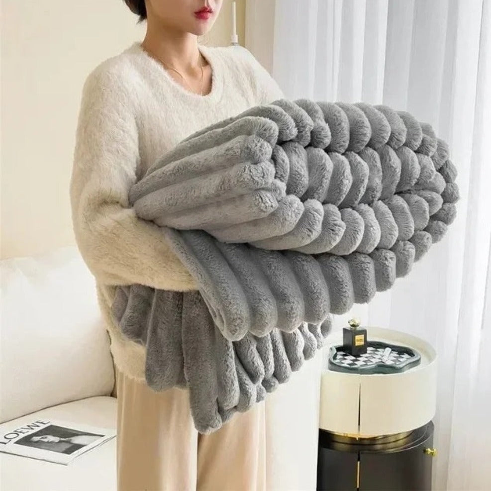 Knotara Chunky Knit Throw Blanket – Soft Plush Cozy Luxury Grey Fleece Sofa Bed Living Room Decor