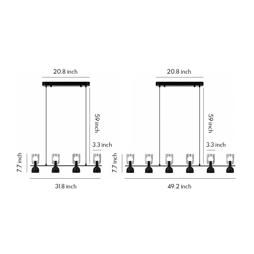 Quova Linear Pendant Light – Black Modern Kitchen Island Chandelier Dining Room Decorative Lighting