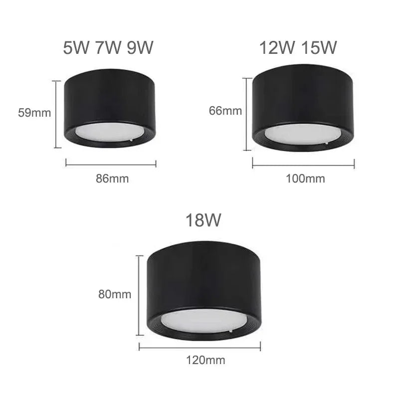 Luxora Cylinder Ceiling Light – Surface Mount Downlight Modern Black Flush Mount Ceiling Fixture