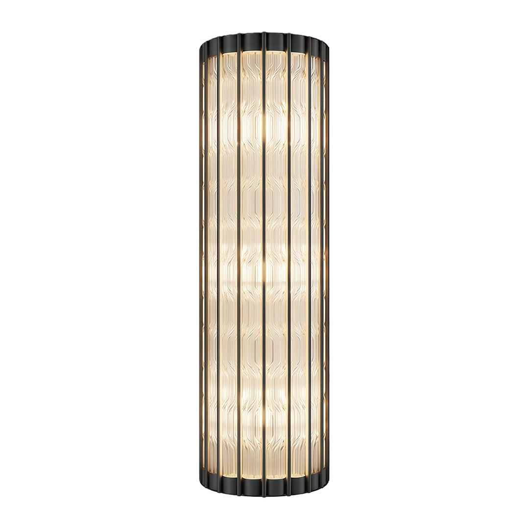 Aurelius Fluted Crystal Wall Lamp  – Cylindrical Glass Brass Interior Wall Lighting Fixture