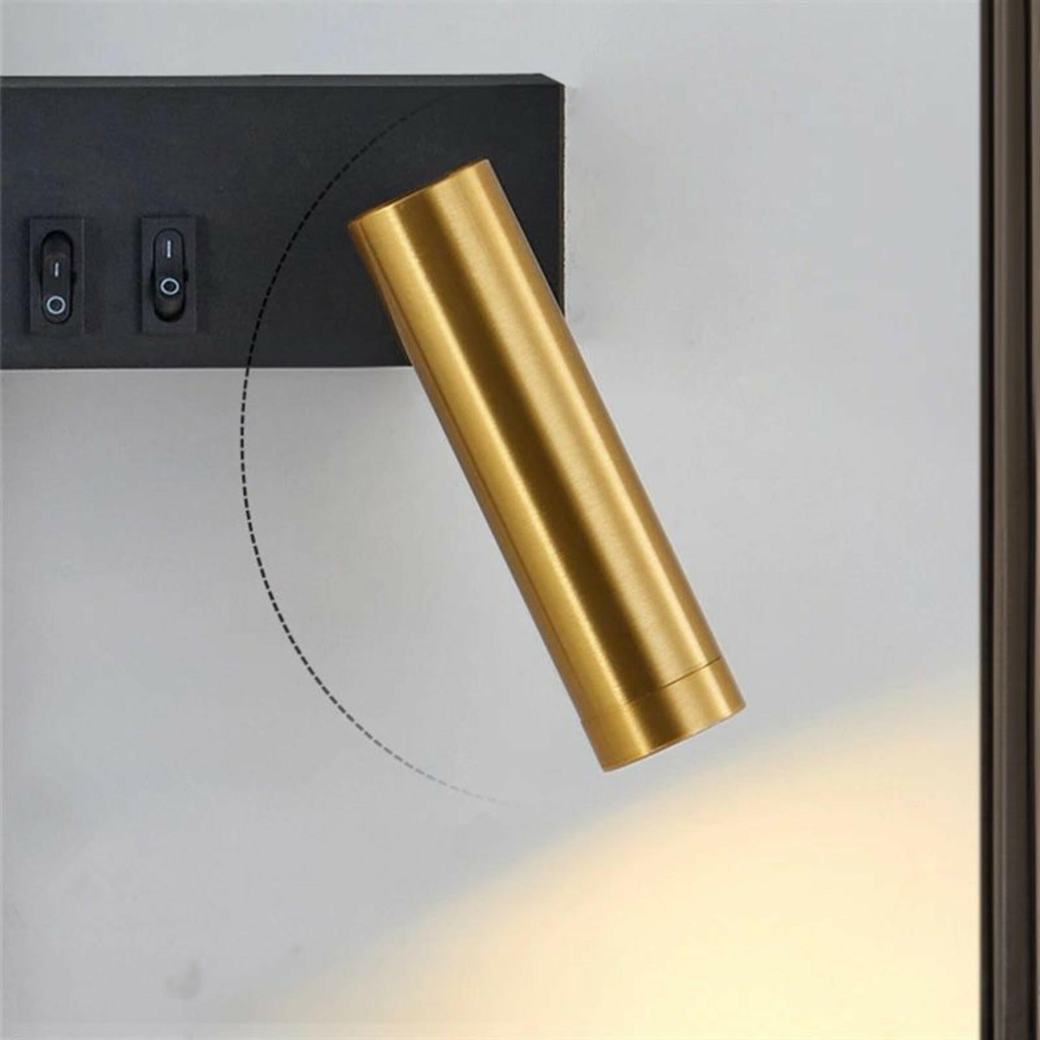 Kallisto Dual Wall Sconce – Modern Black Gold LED Reading Light Bedroom Bedside USB Charging