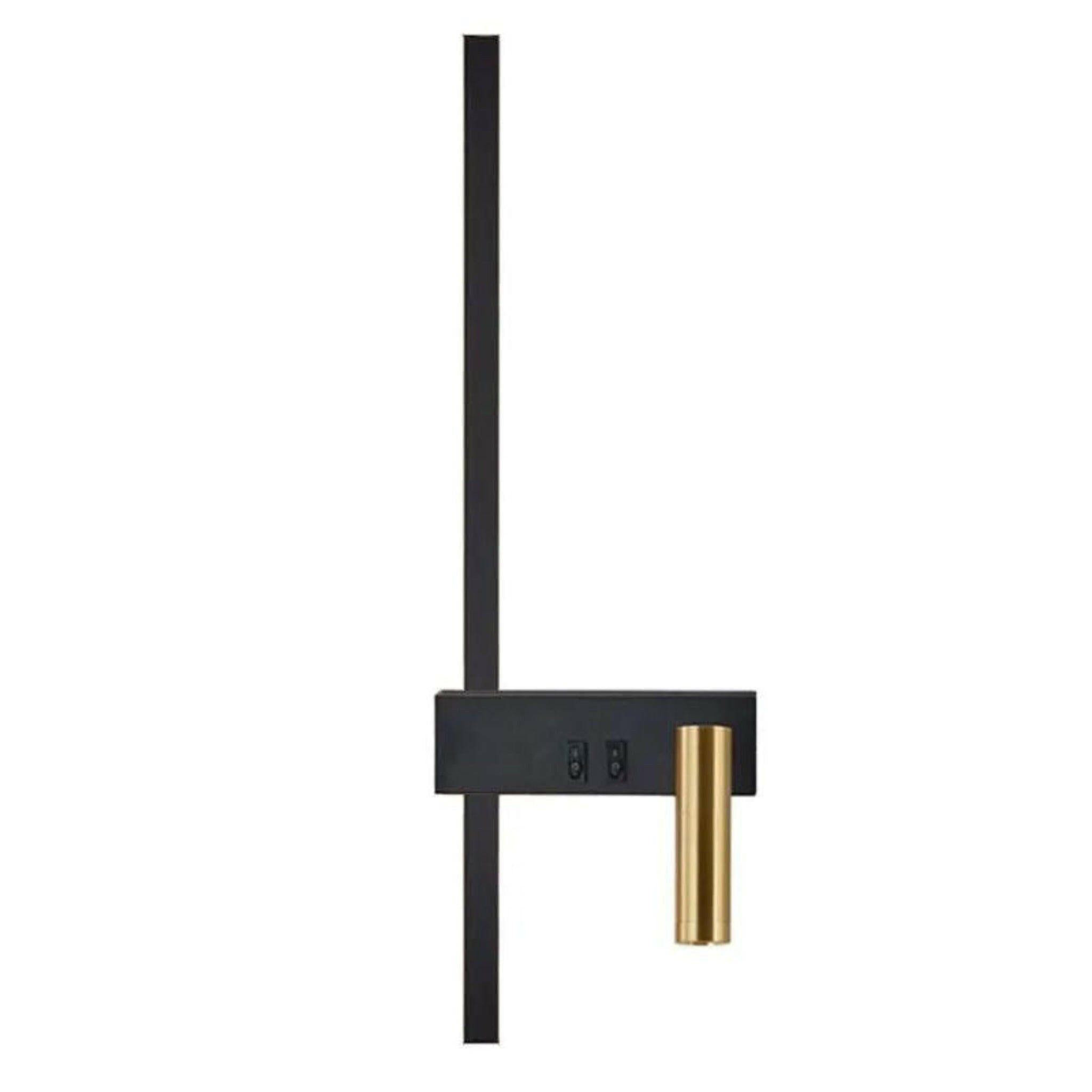 Kallisto Dual Wall Sconce – Modern Black Gold LED Reading Light Bedroom Bedside USB Charging