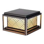 Herringbone Frosted Glass Solar Post Cap Lights – Waterproof LED Outdoor Pillar Lamps