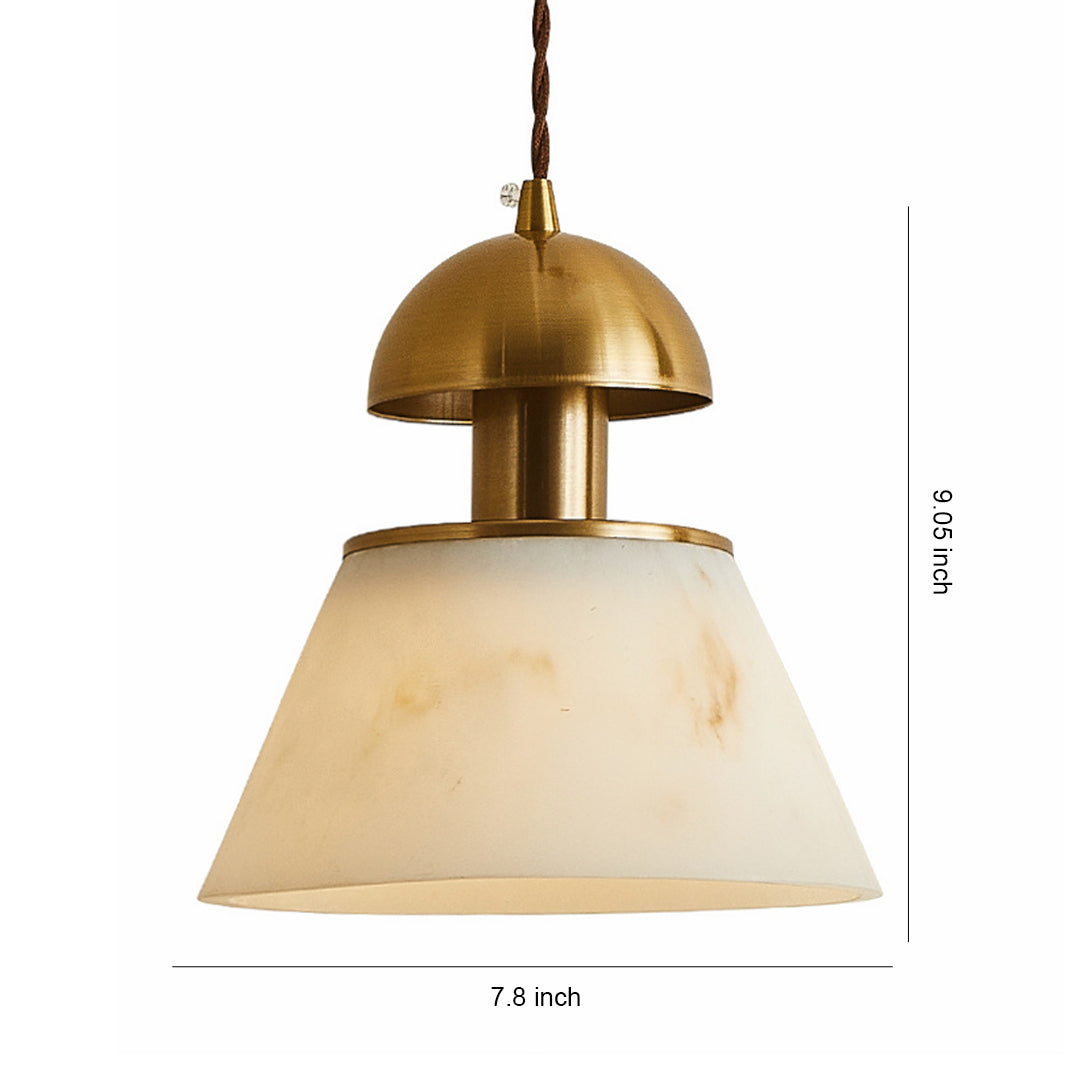 Verona Alabaster Cone Pendant Light – Brass Kitchen Island Dining Room Hanging Fixture