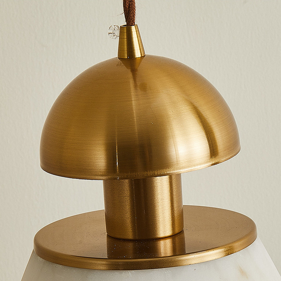 Verona Alabaster Cone Pendant Light – Brass Kitchen Island Dining Room Hanging Fixture