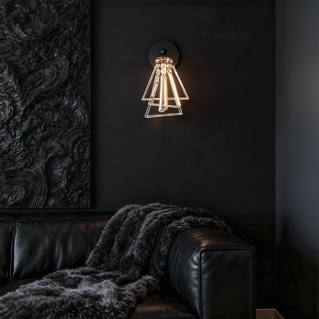Helios Prism Glass Wall Lamp – Geometric Crystal Interior Wall Lighting Fixture