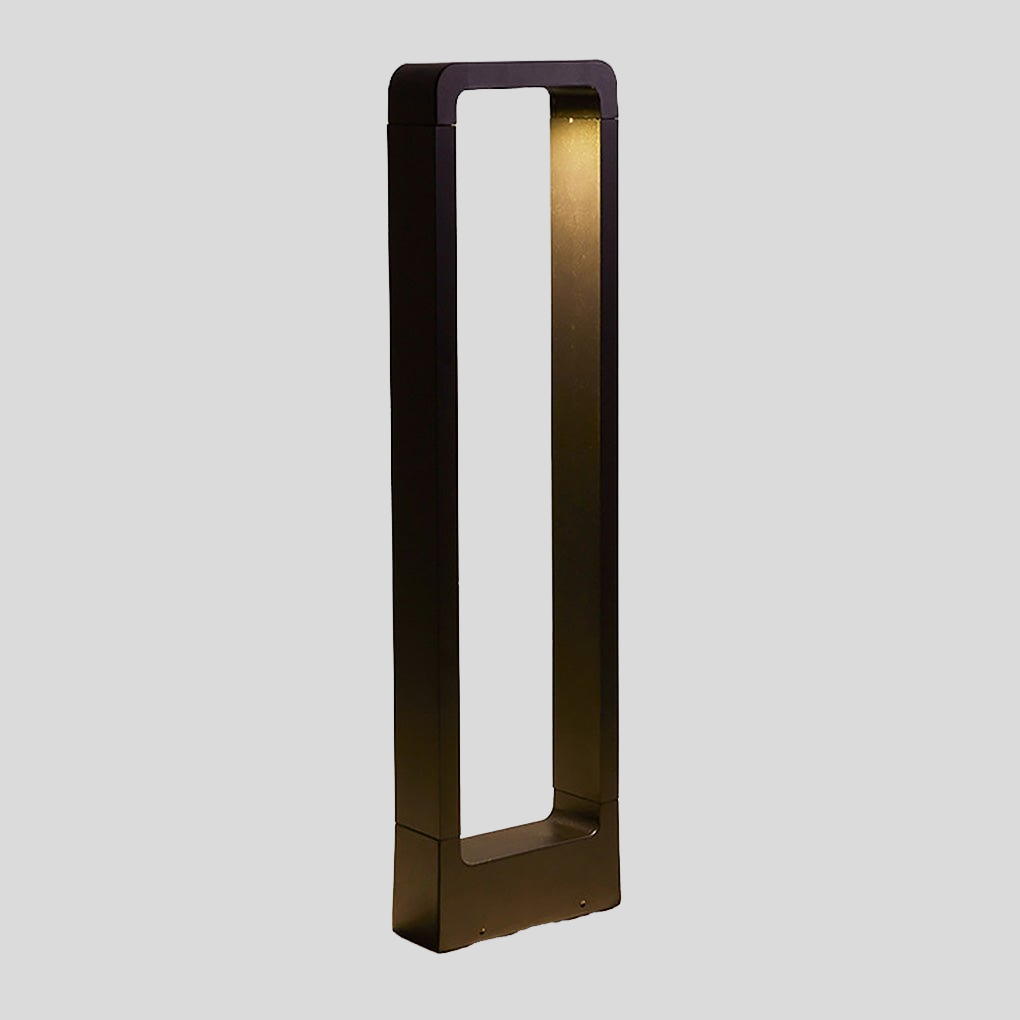 Rectangular Frame LED Bollard Light for Garden Pathways – Modern Waterproof Outdoor Landscape Fixture