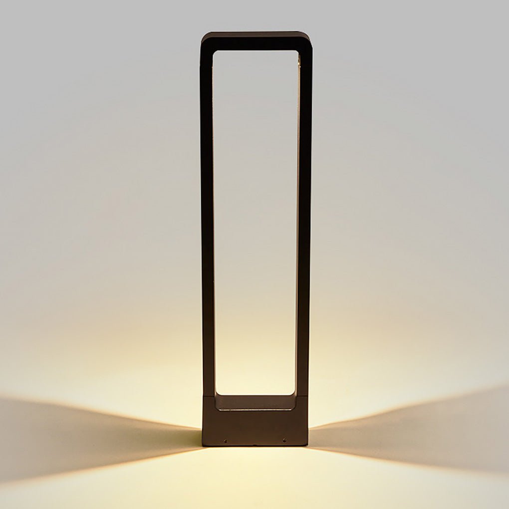 Rectangular Frame LED Bollard Light for Garden Pathways – Modern Waterproof Outdoor Landscape Fixture