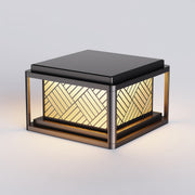 Herringbone Frosted Glass Solar Post Cap Lights – Waterproof LED Outdoor Pillar Lamps