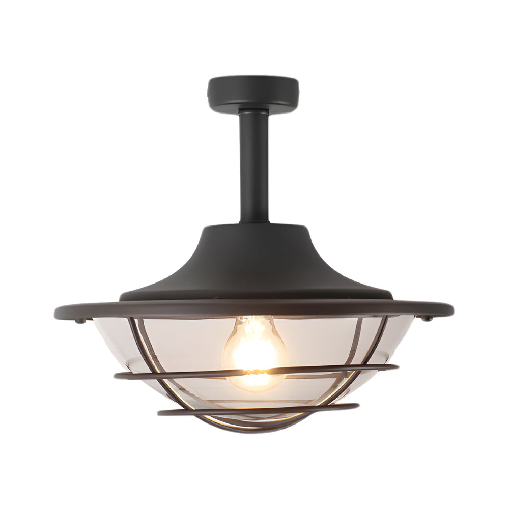 Coastal Cage Semi Flush Ceiling Light – Waterproof LED Outdoor Porch Patio Fixture