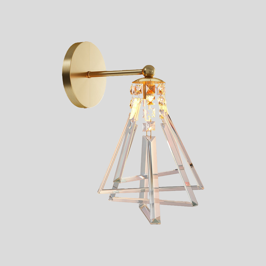Helios Prism Glass Wall Lamp – Geometric Crystal Interior Wall Lighting Fixture