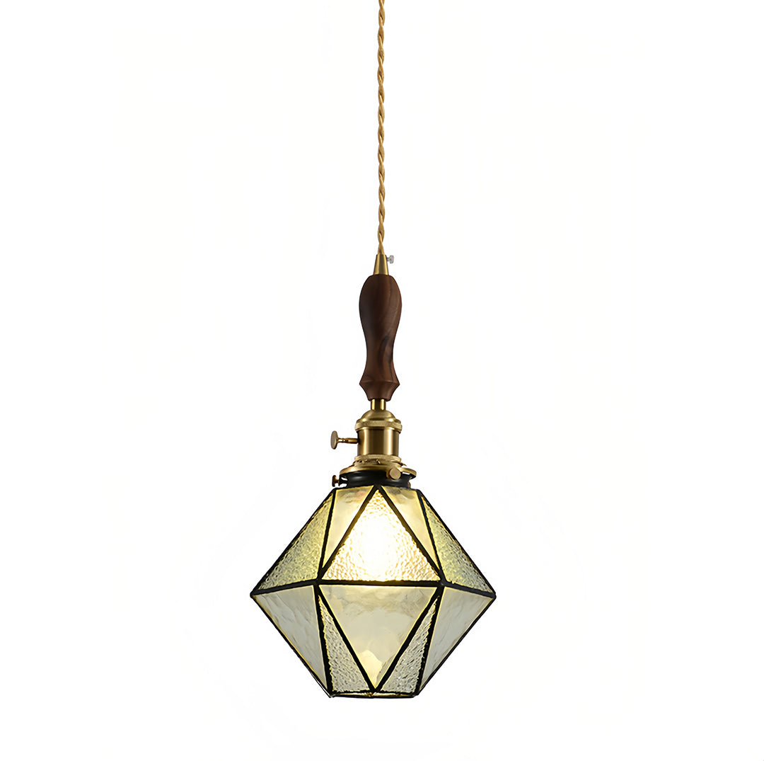 Velmora Glass Pendant Light – Vintage Geometric French Dining Kitchen Hanging Ceiling Lighting