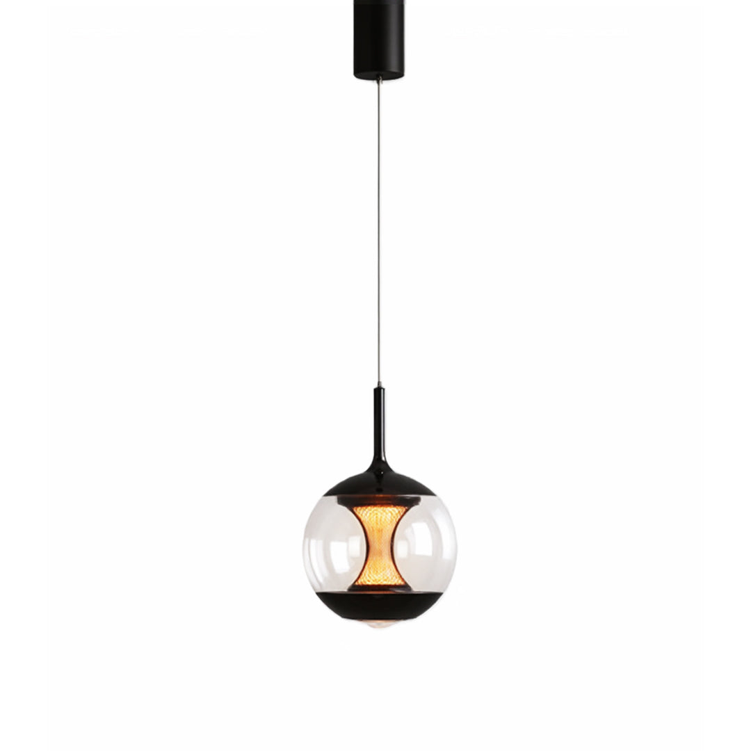 Orbital Glass Globe Pendant Light – Modern Black Kitchen Island Dining Room Hanging Fixture