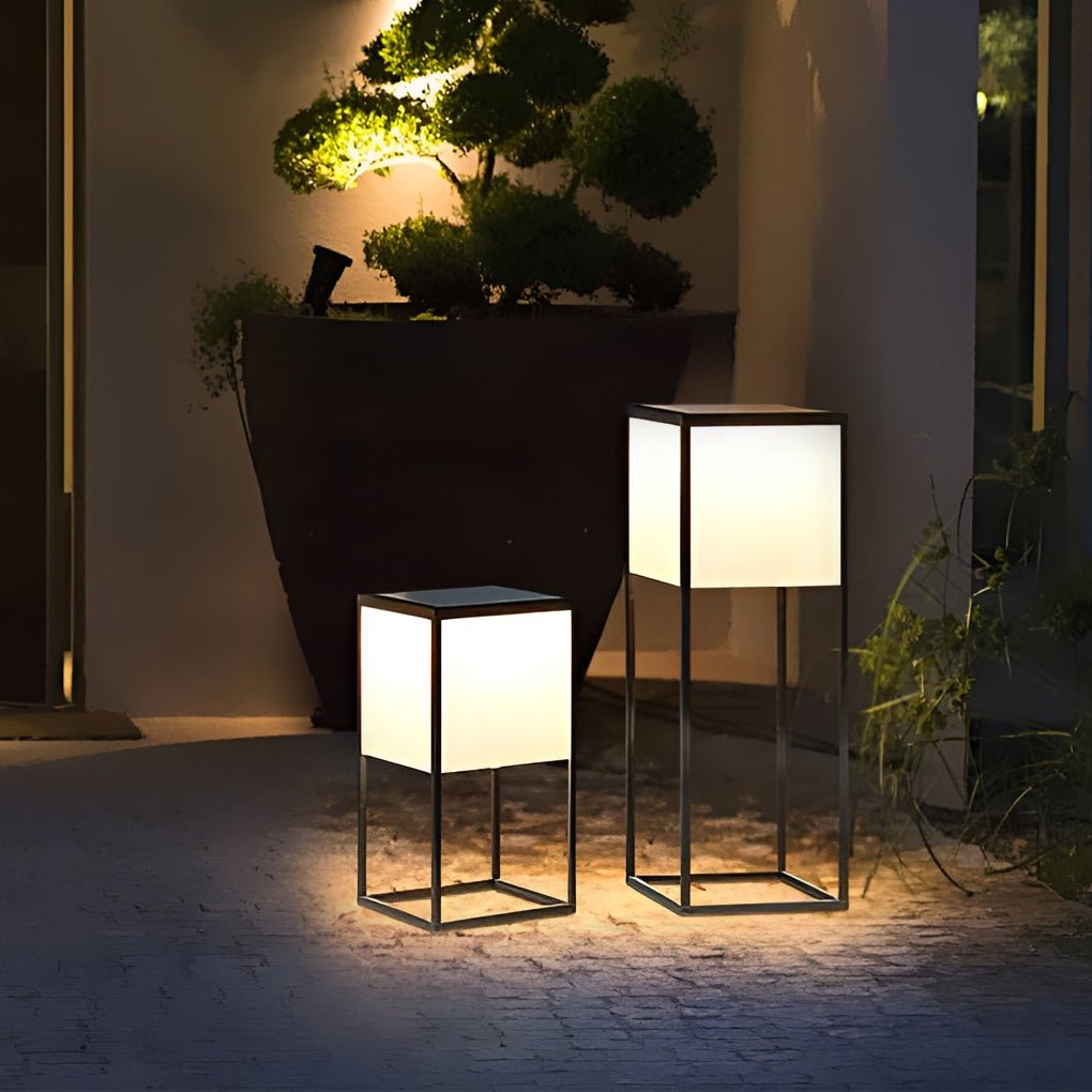 Minimalistic Cube Outdoor Floor Lamp – Waterproof LED Garden and Patio Light