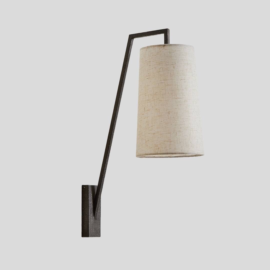 Arden Linen Arm Wall Lamp – Fabric Shade Interior Wall Lamp Fixture