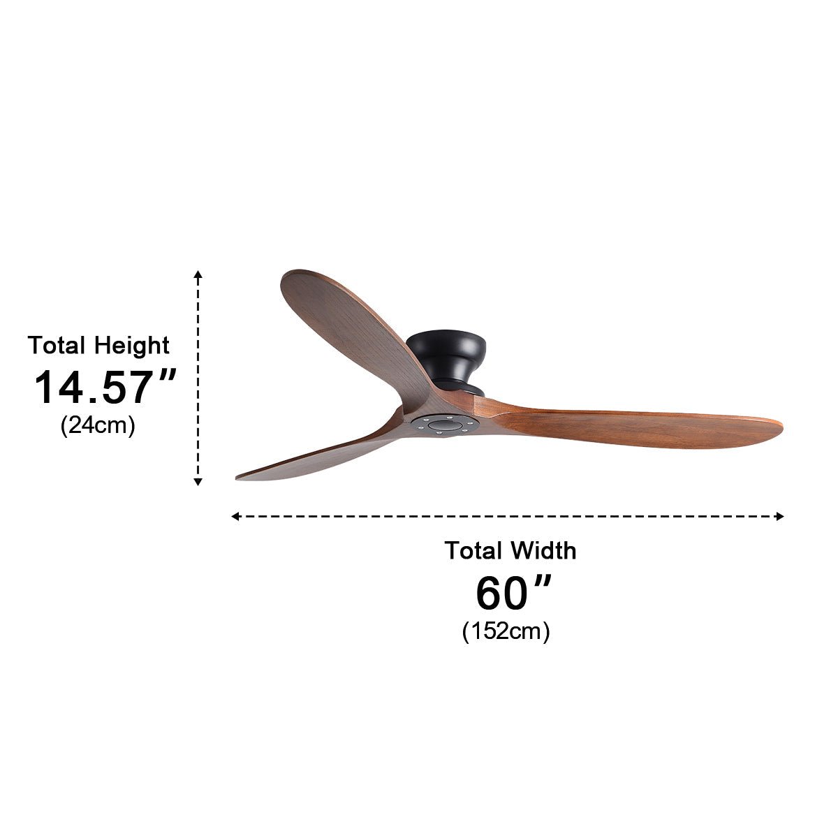 Brevent Aero Ceiling Fan – Modern Wood Blade Living Room Bedroom Large Low Profile Black Mount