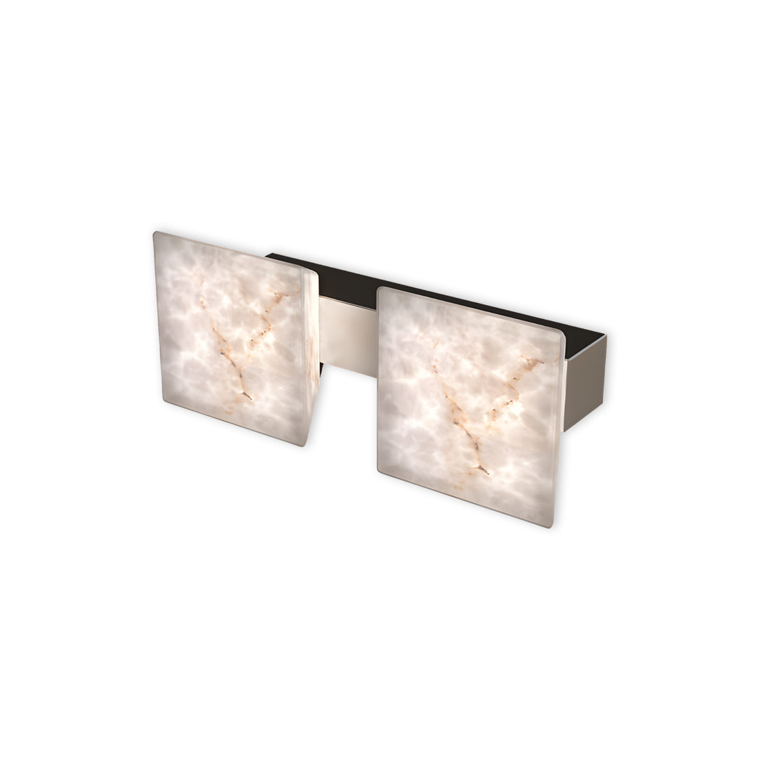 Caldera Dual Stone Wall Lamp – Square Alabaster Interior Wall Lighting Fixture