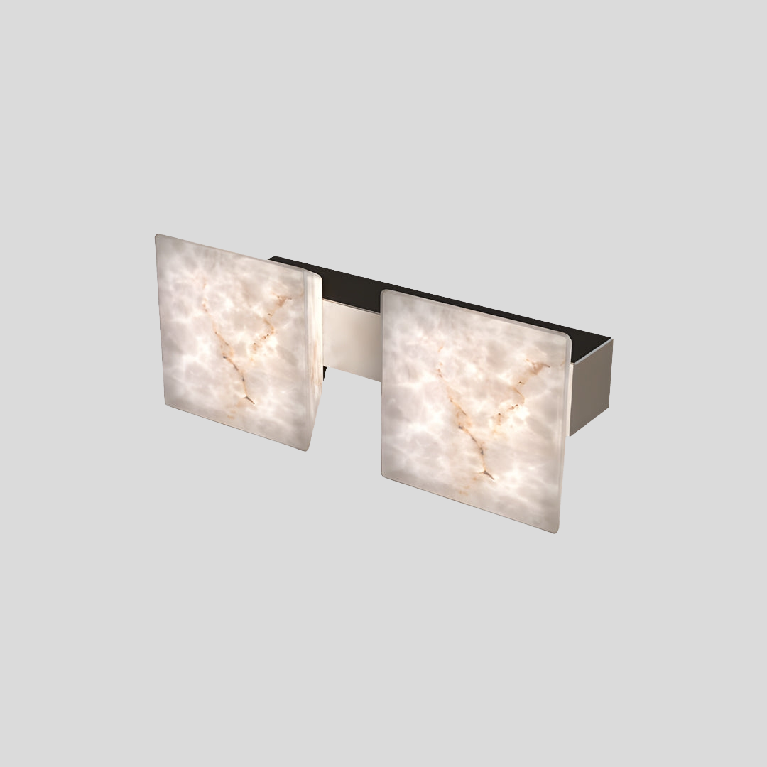 Caldera Dual Stone Wall Lamp – Square Alabaster Interior Wall Lighting Fixture