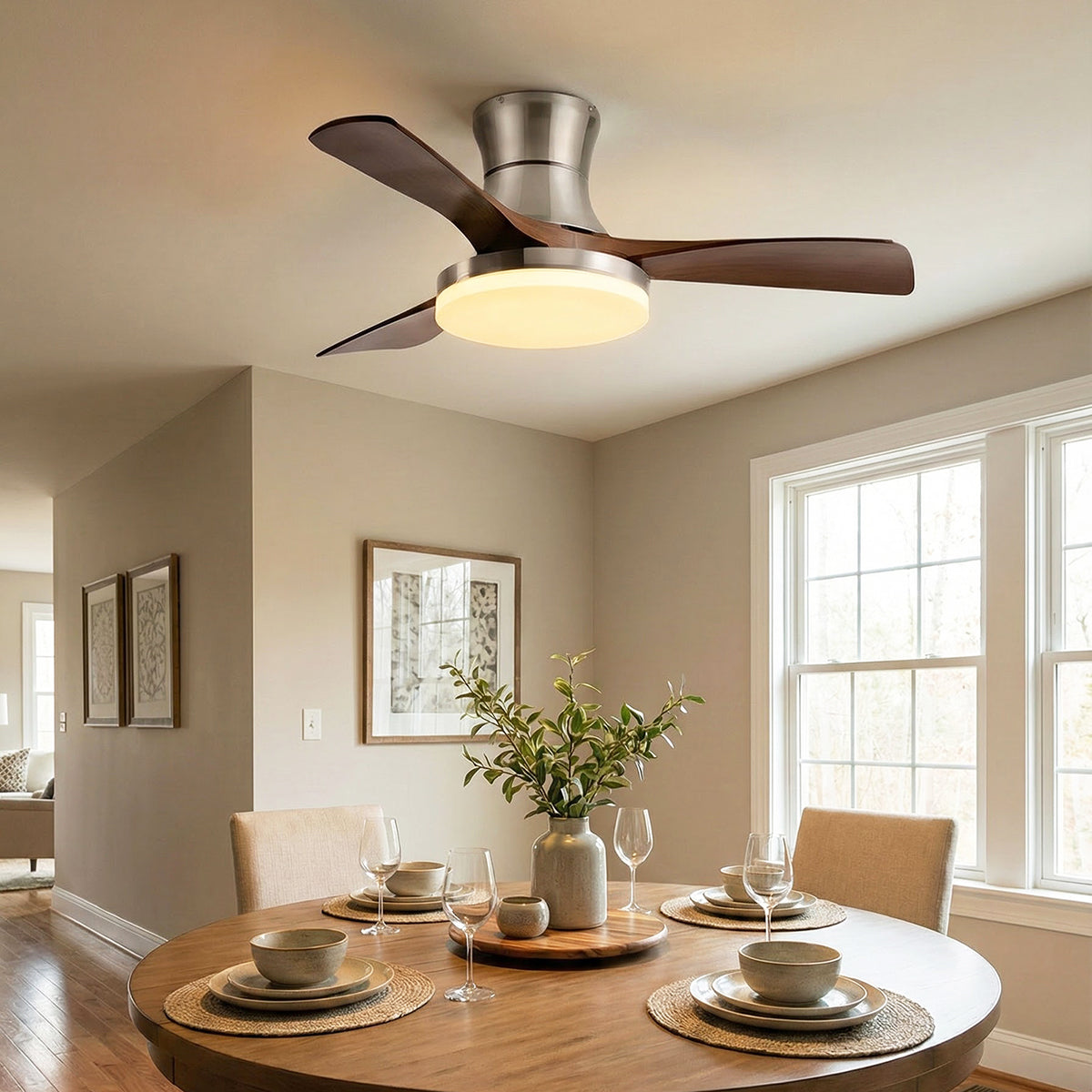 Serene Nordic Ceiling Fan Light – LED Ceiling Fan Light Integrated Dimming Modern Living Rooms