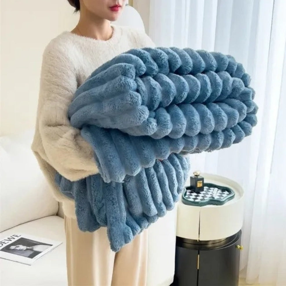 Knotara Chunky Knit Throw Blanket – Soft Plush Cozy Luxury Grey Fleece Sofa Bed Living Room Decor