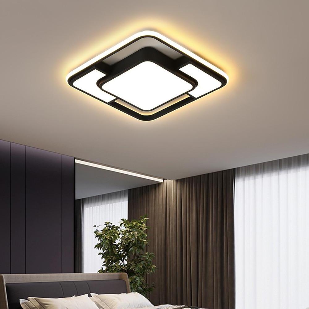 Lumisync LED Ceiling Light – Modern Geometric Flush Mount Fixture with Dimmable Remote Control