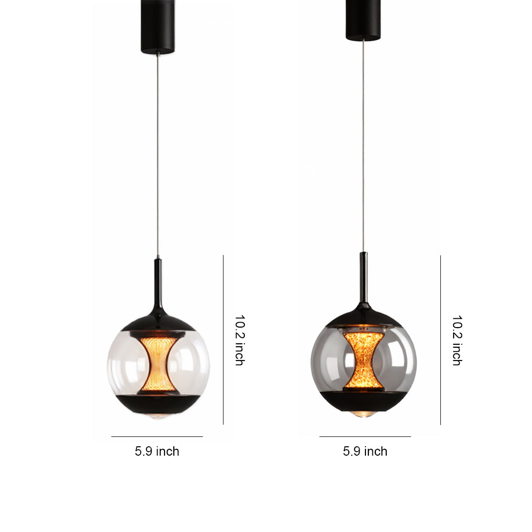 Orbital Glass Globe Pendant Light – Modern Black Kitchen Island Dining Room Hanging Fixture