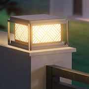 Herringbone Frosted Glass Solar Post Cap Lights – Waterproof LED Outdoor Pillar Lamps