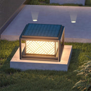 Herringbone Frosted Glass Solar Post Cap Lights – Waterproof LED Outdoor Pillar Lamps