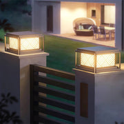 Herringbone Frosted Glass Solar Post Cap Lights – Waterproof LED Outdoor Pillar Lamps