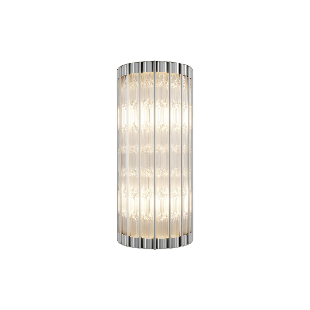Aurelius Fluted Crystal Wall Lamp  – Cylindrical Glass Brass Interior Wall Lighting Fixture