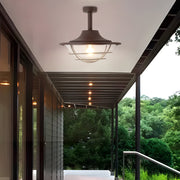 Coastal Cage Semi Flush Ceiling Light – Waterproof LED Outdoor Porch Patio Fixture